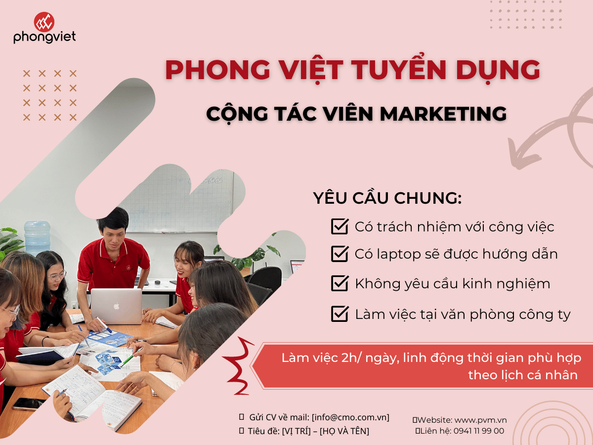 [TPHCM] Tuyển dụng cộng tác viên Marketing